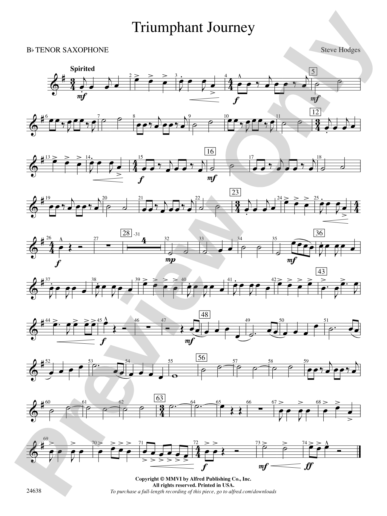 Triumphant Journey: B-flat Tenor Saxophone