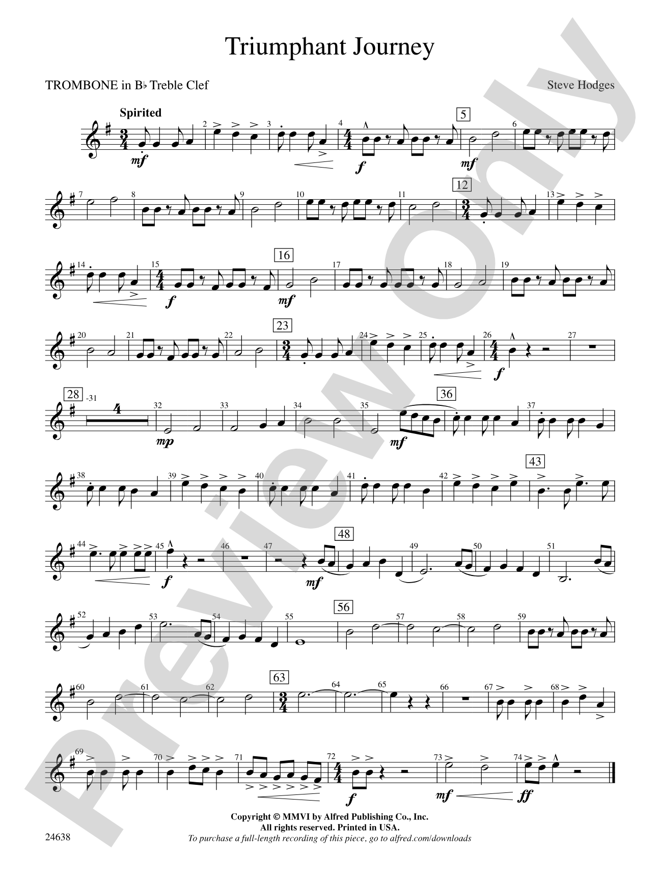 Triumphant Journey: (wp) 1st B-flat Trombone T.C.