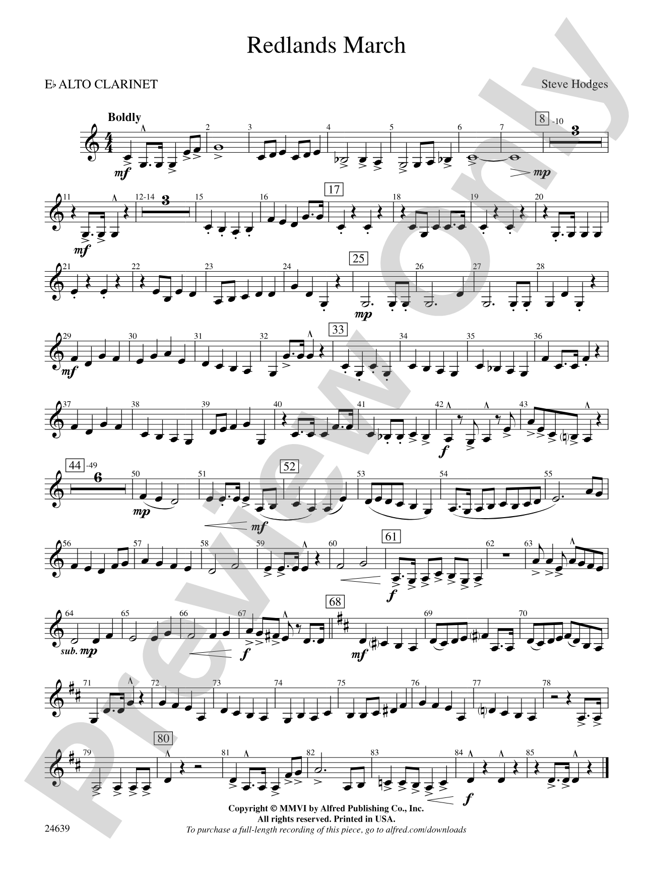 Redlands March: E-flat Alto Clarinet