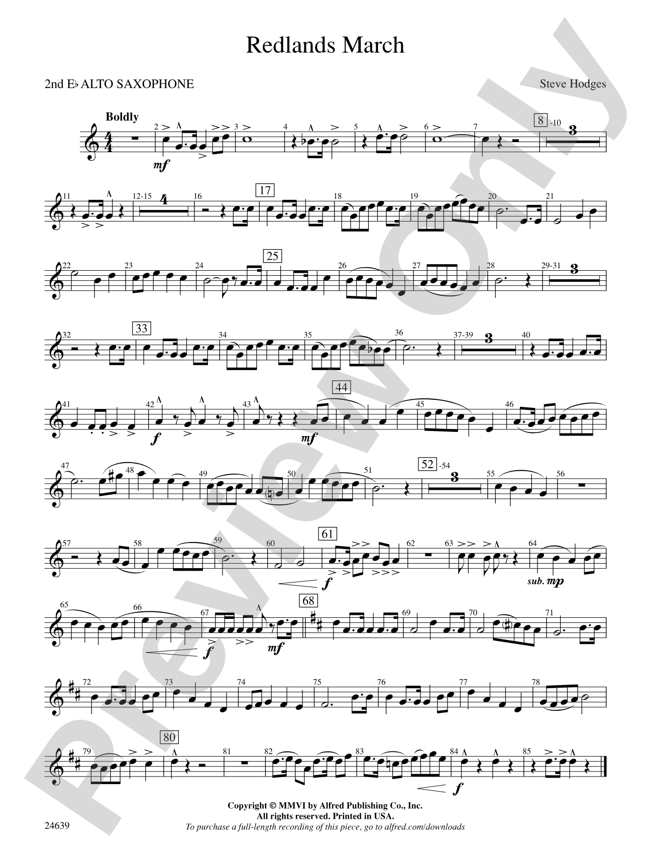 Redlands March: 2nd E-flat Alto Saxophone