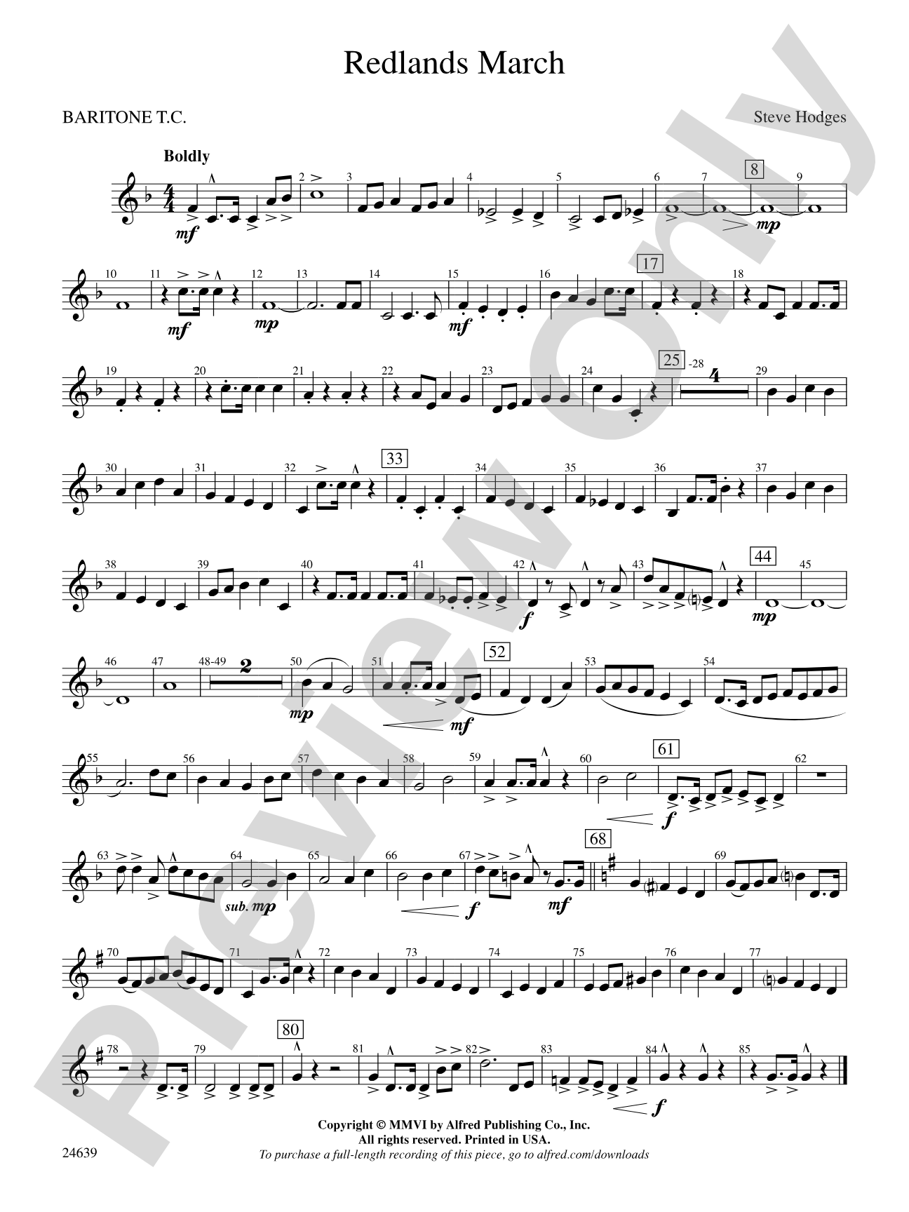 Redlands March: Baritone T.C.