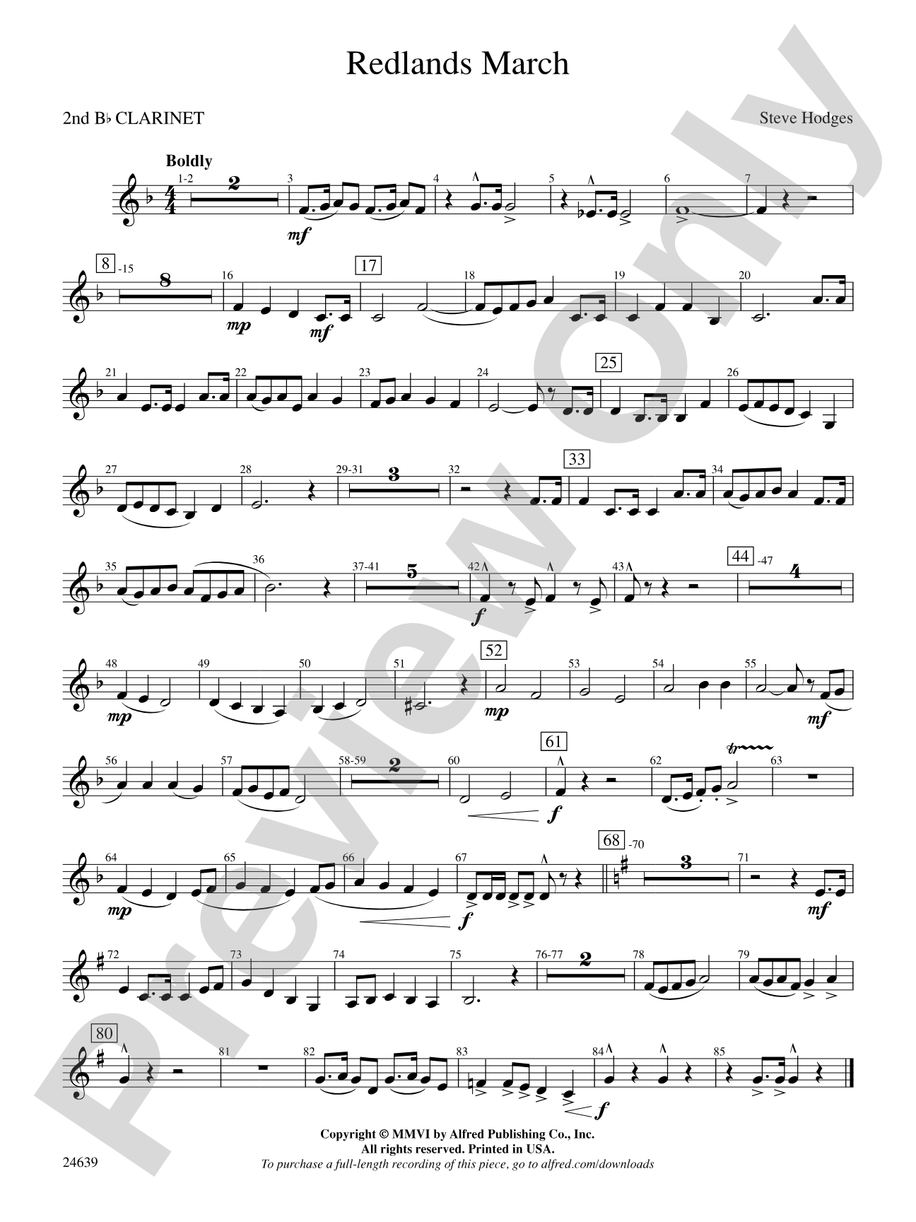 Redlands March: 2nd B-flat Clarinet