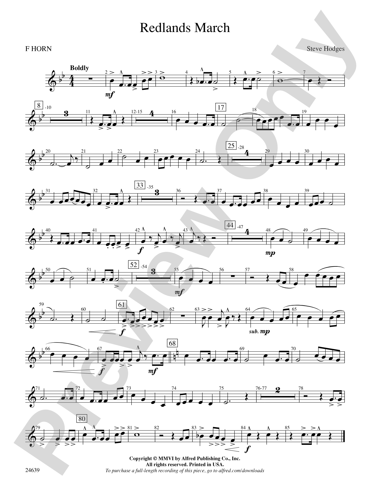 Redlands March: 1st F Horn