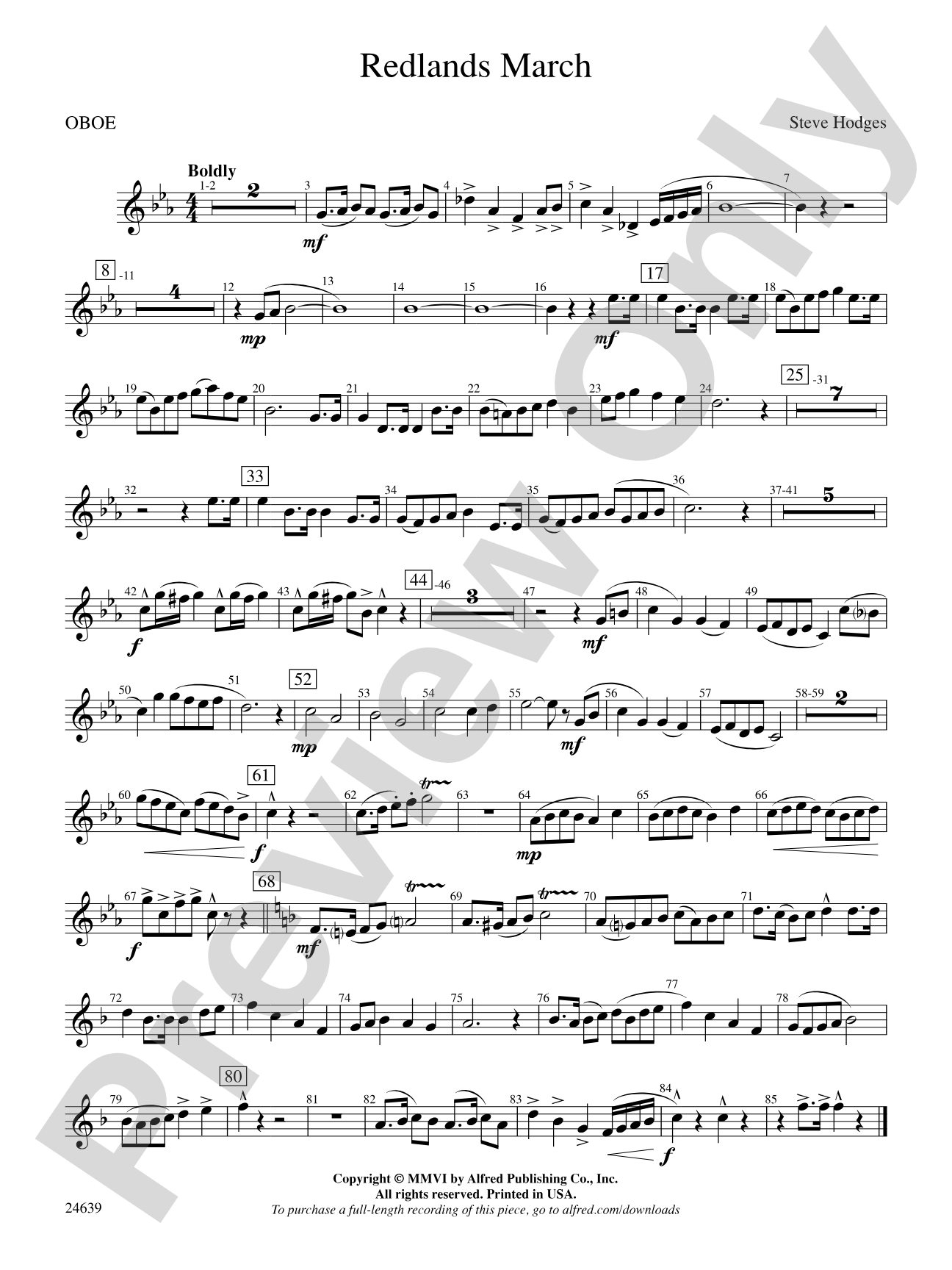 Redlands March: Oboe