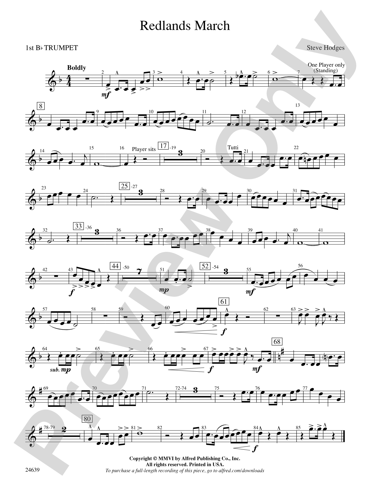 Redlands March: 1st B-flat Trumpet