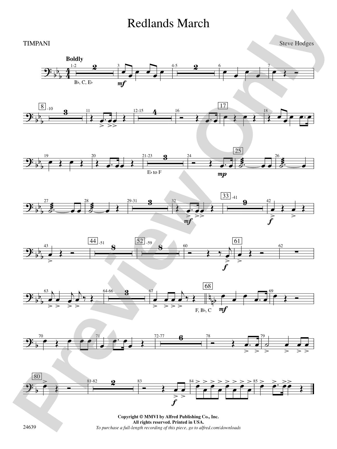 Redlands March: Timpani