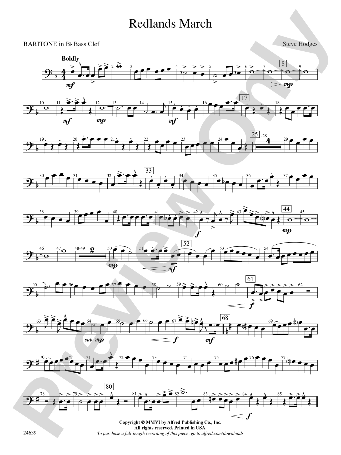 Redlands March: (wp) B-flat Baritone B.C.