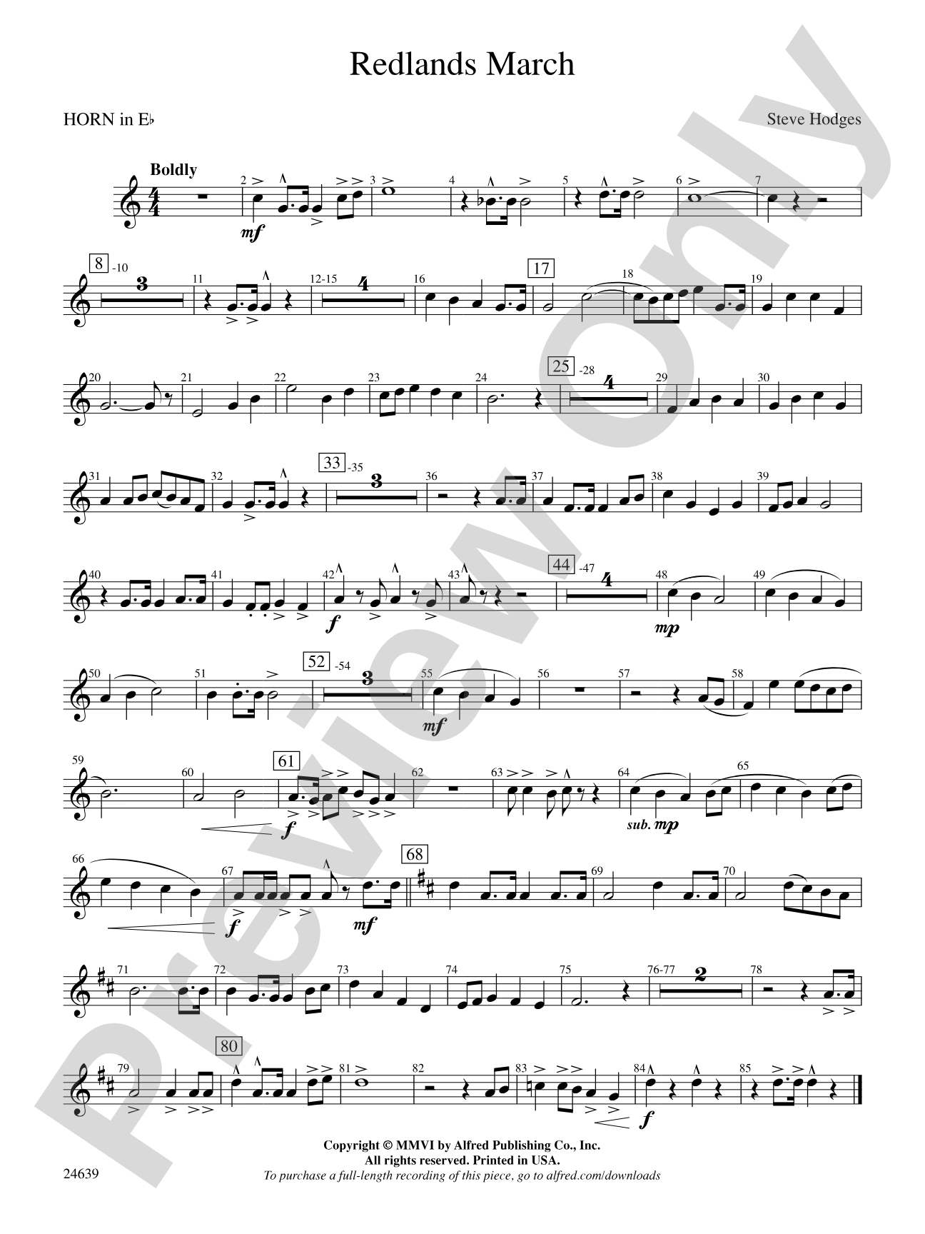 Redlands March: (wp) 1st Horn in E-flat