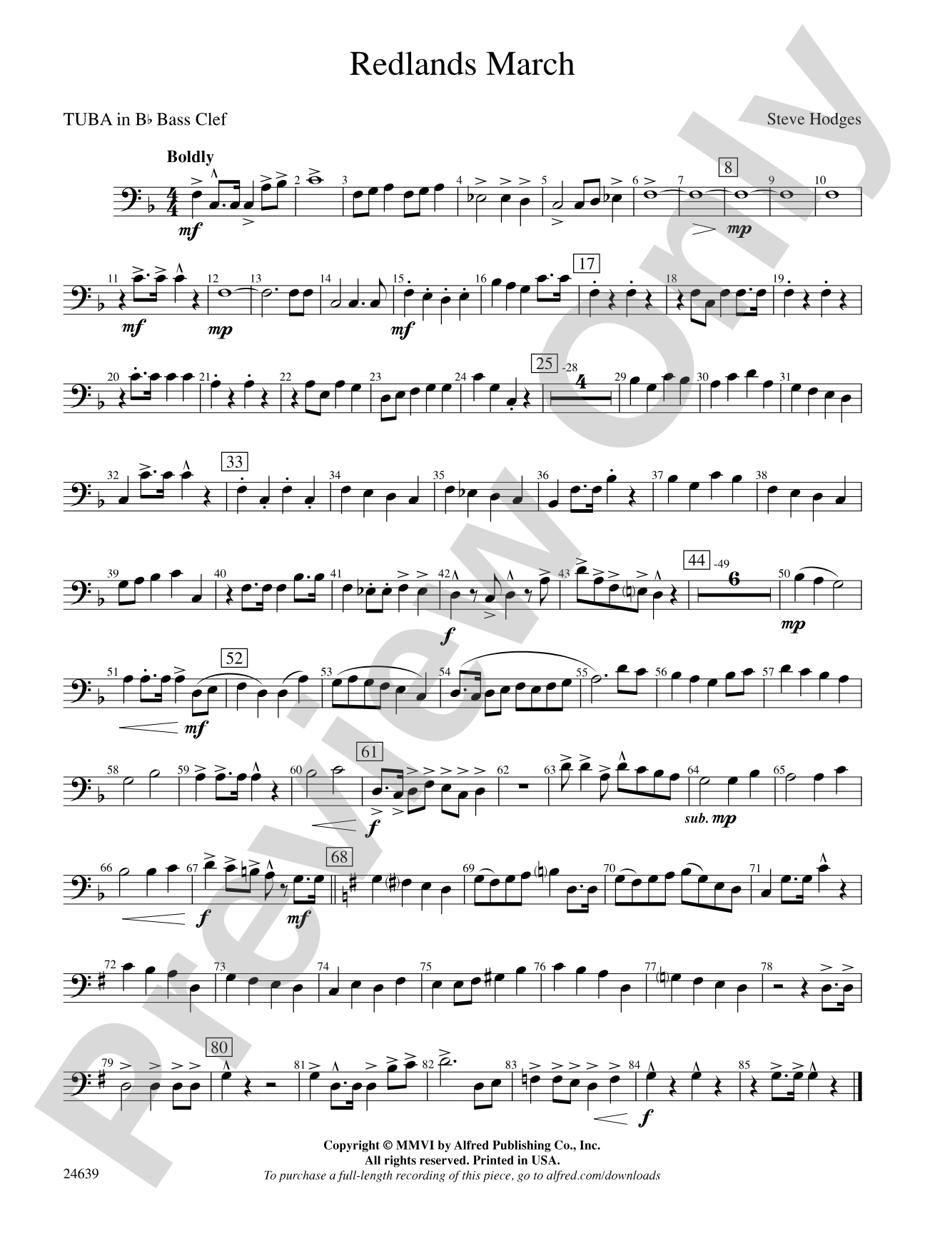 Redlands March: (wp) B-flat Tuba B.C.
