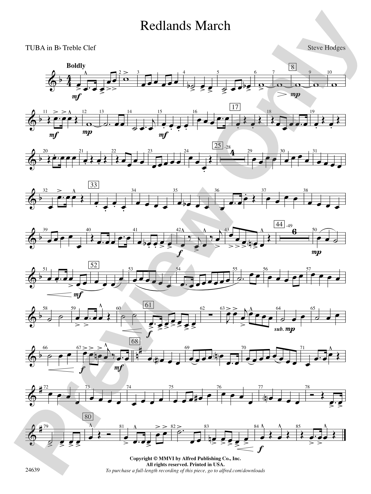 Redlands March: (wp) B-flat Tuba T.C.