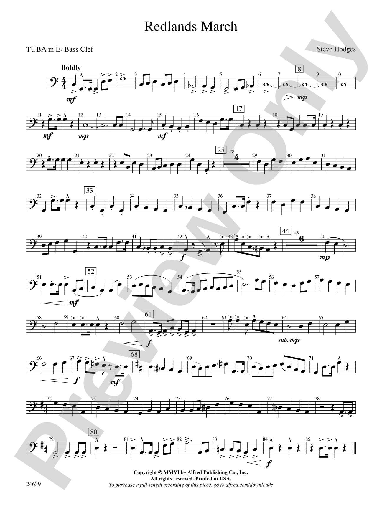 Redlands March: (wp) E-flat Tuba B.C.