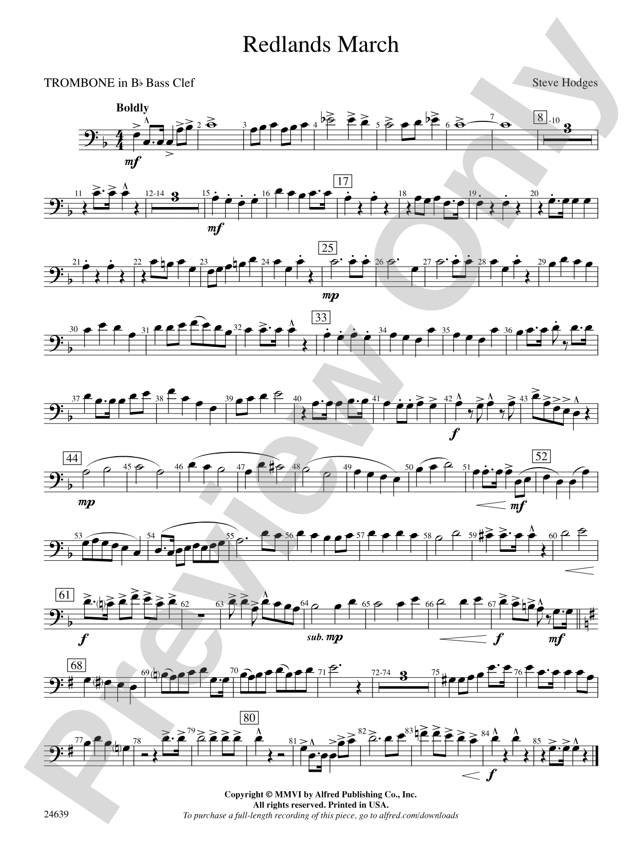 Redlands March: (wp) 1st B-flat Trombone B.C.