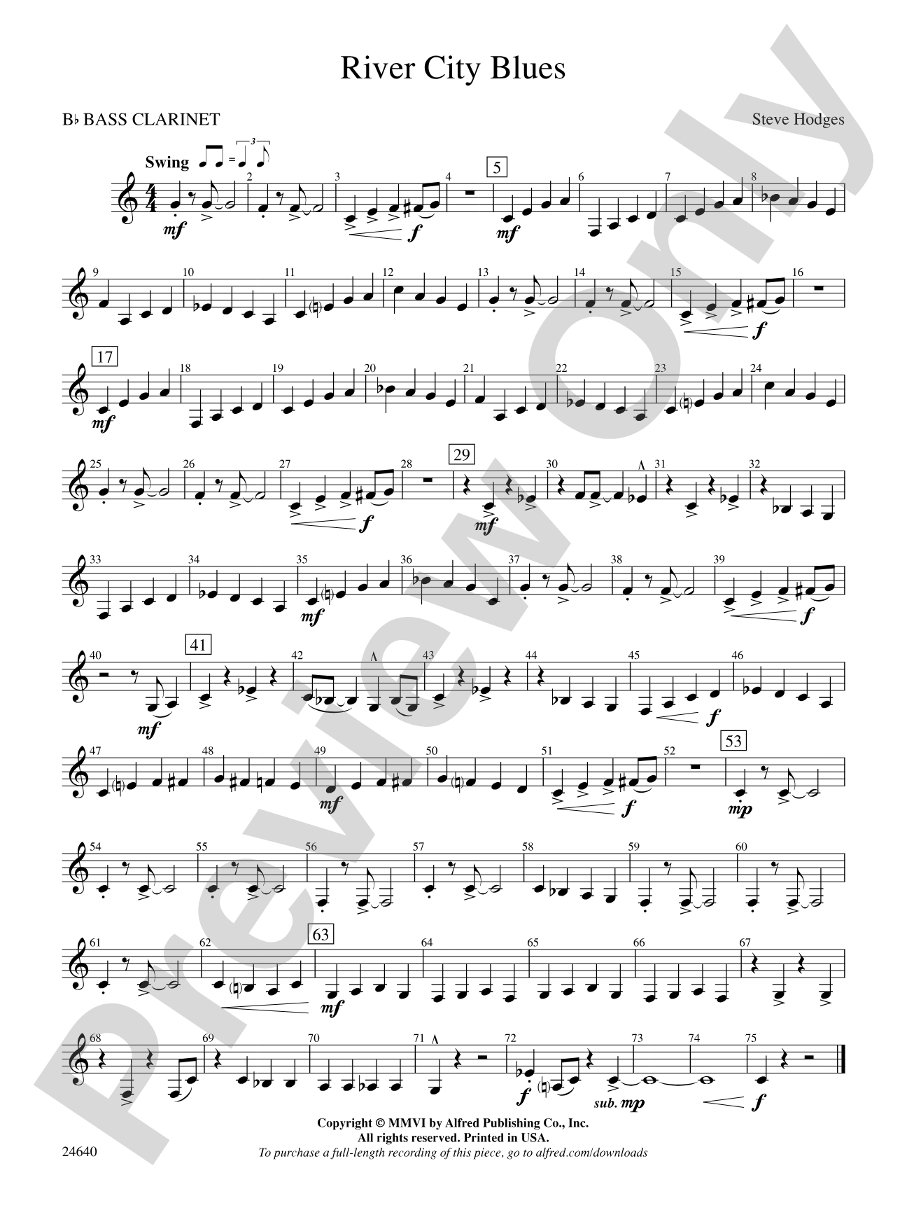 River City Blues: B-flat Bass Clarinet