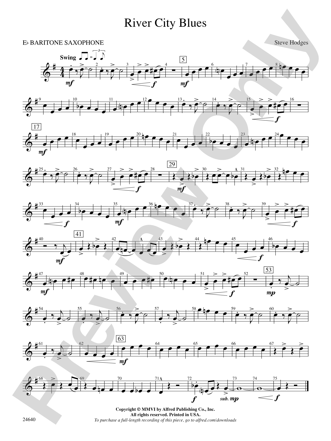 River City Blues: E-flat Baritone Saxophone