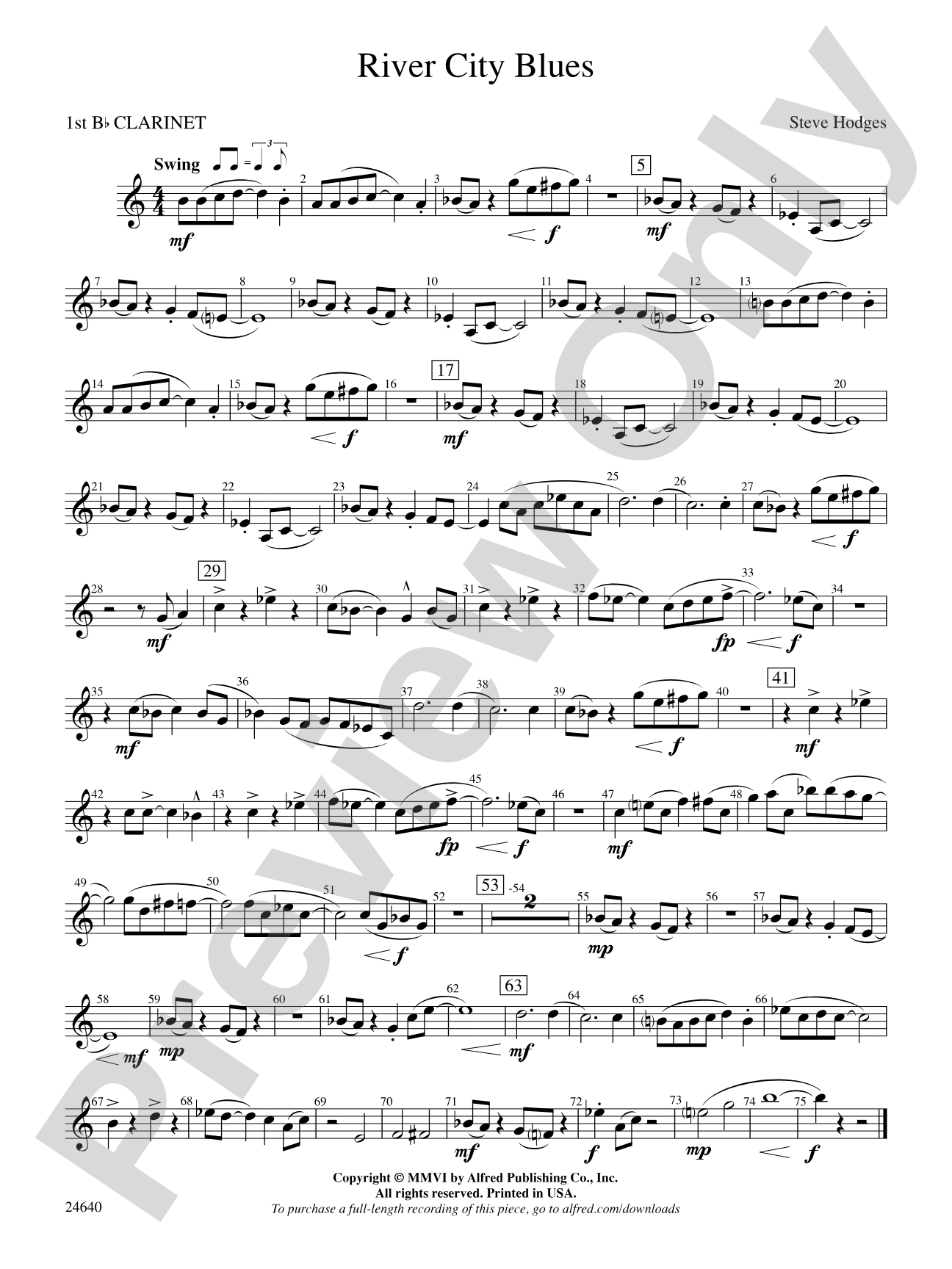 River City Blues: 1st B-flat Clarinet