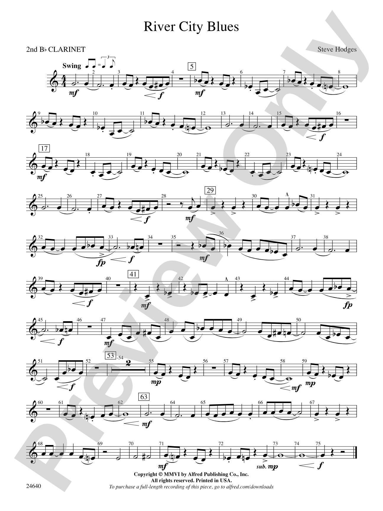 River City Blues: 2nd B-flat Clarinet