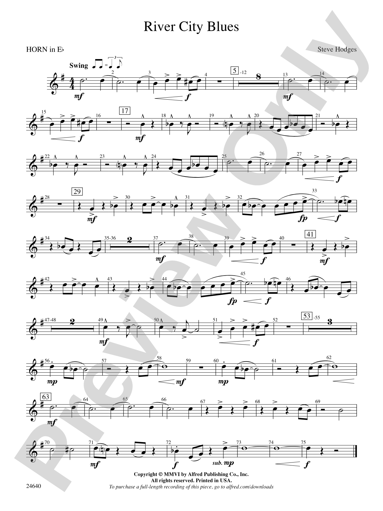 River City Blues: (wp) 1st Horn in E-flat