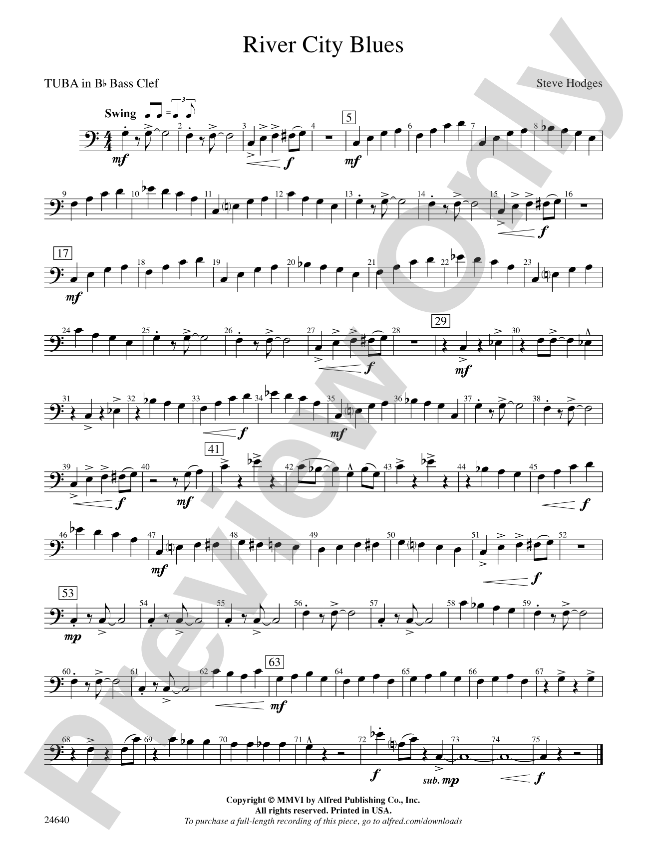 River City Blues: (wp) B-flat Tuba B.C.
