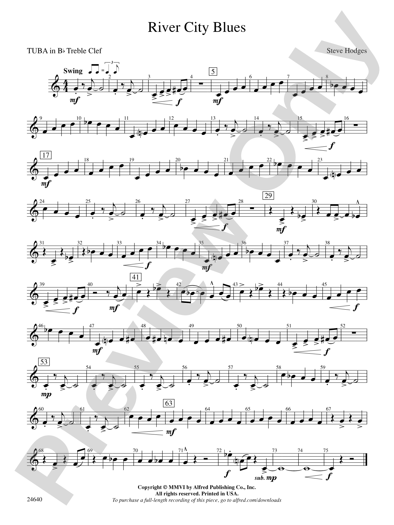 River City Blues: (wp) B-flat Tuba T.C.