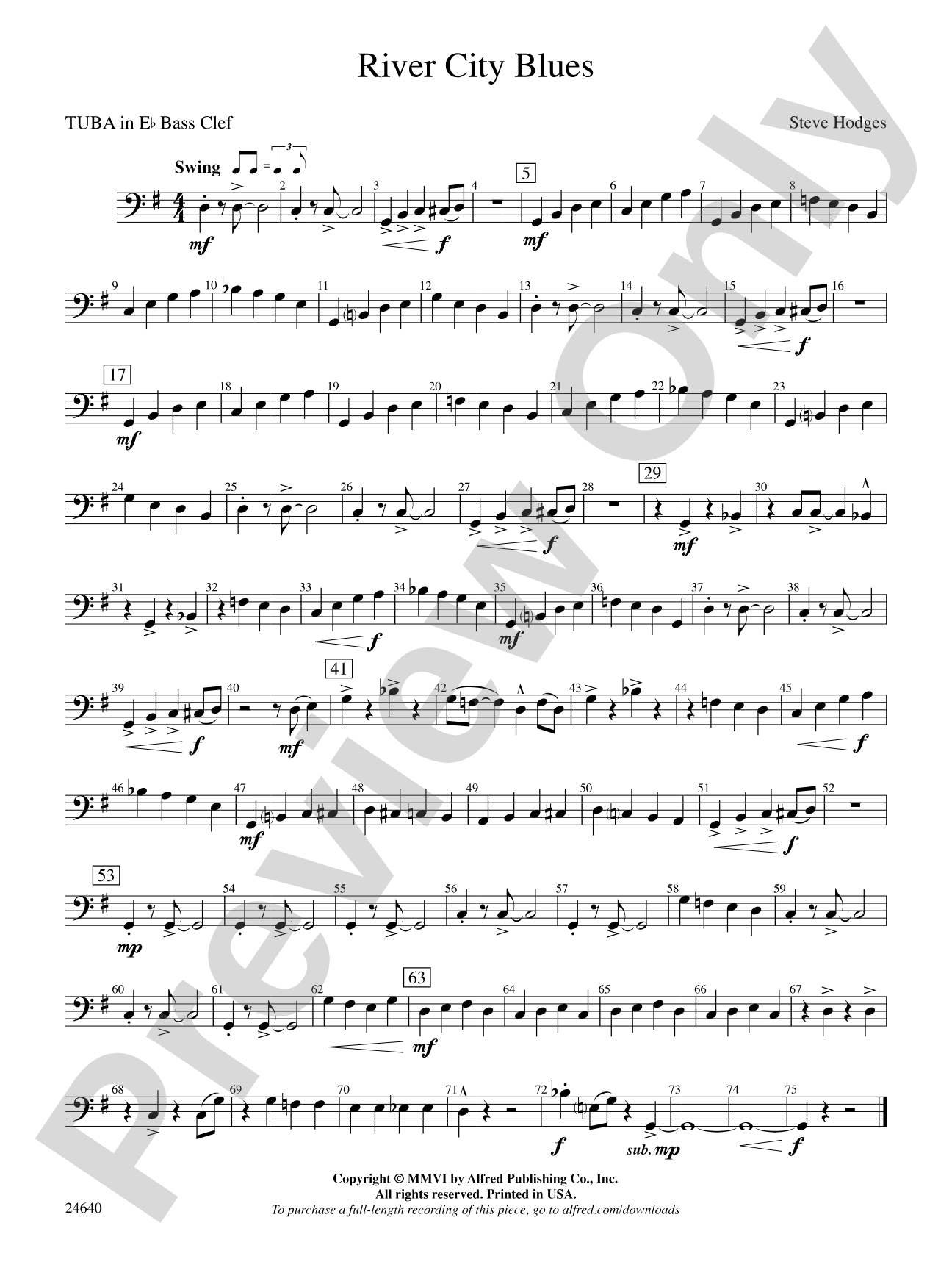 River City Blues: (wp) E-flat Tuba B.C.