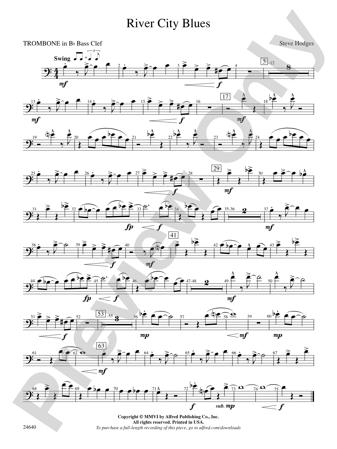 River City Blues: (wp) 1st B-flat Trombone B.C.