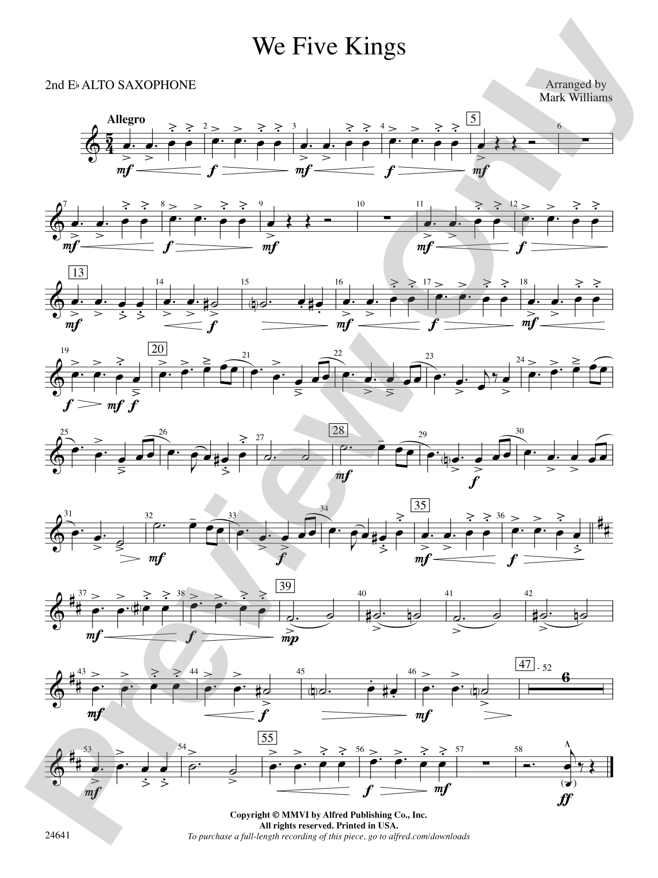 We Five Kings: 2nd E-flat Alto Saxophone