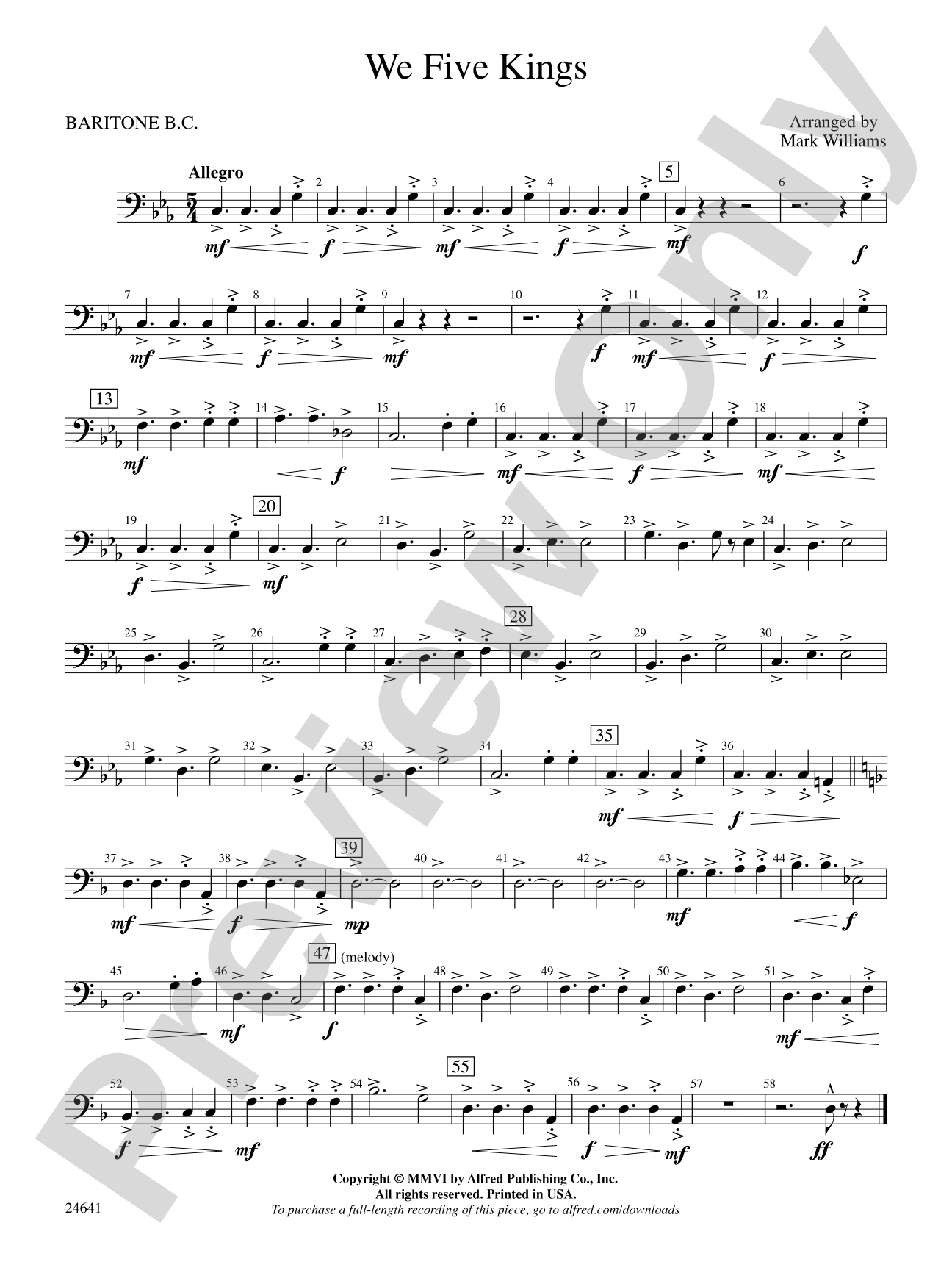 We Five Kings: Baritone B.C.