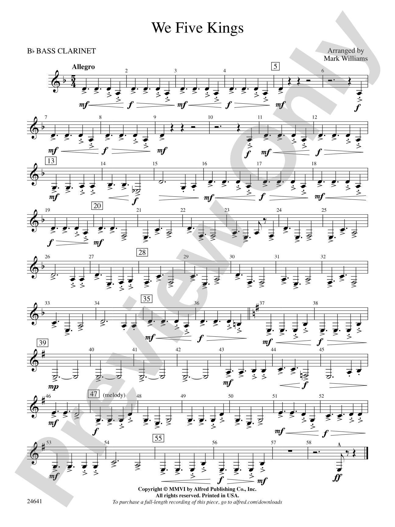 We Five Kings: B-flat Bass Clarinet