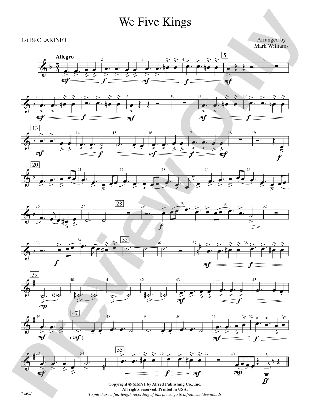 We Five Kings: 1st B-flat Clarinet