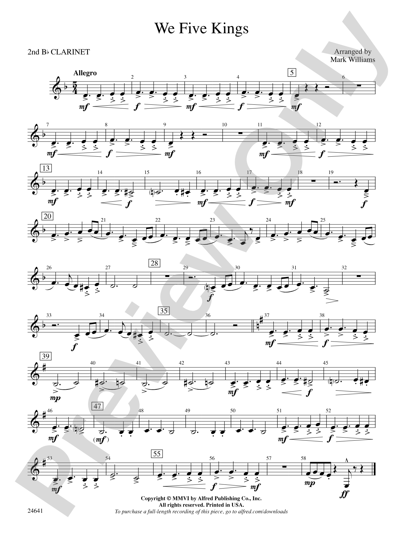 We Five Kings: 2nd B-flat Clarinet