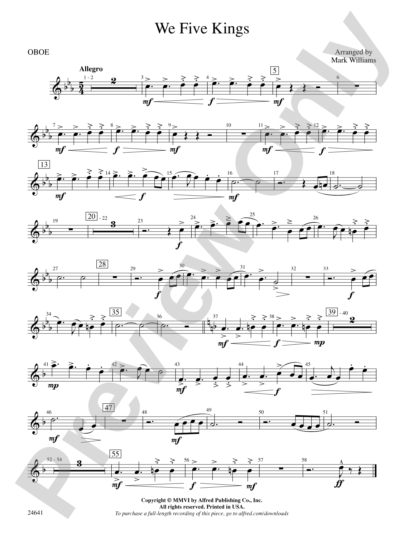 We Five Kings: Oboe