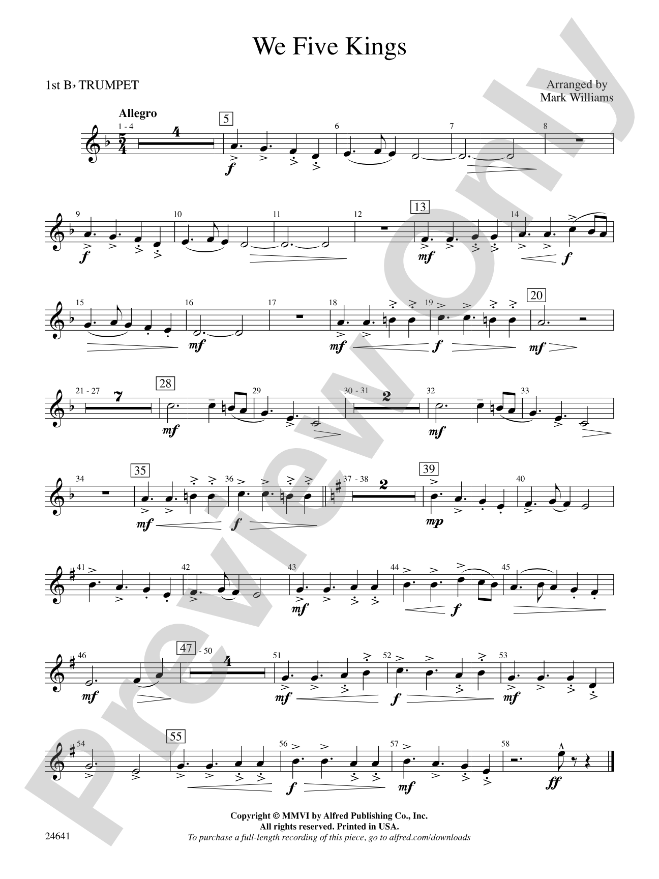 We Five Kings: 1st B-flat Trumpet