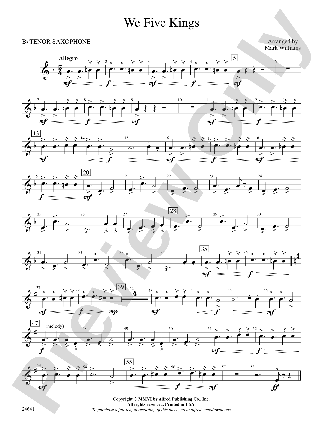 We Five Kings: B-flat Tenor Saxophone