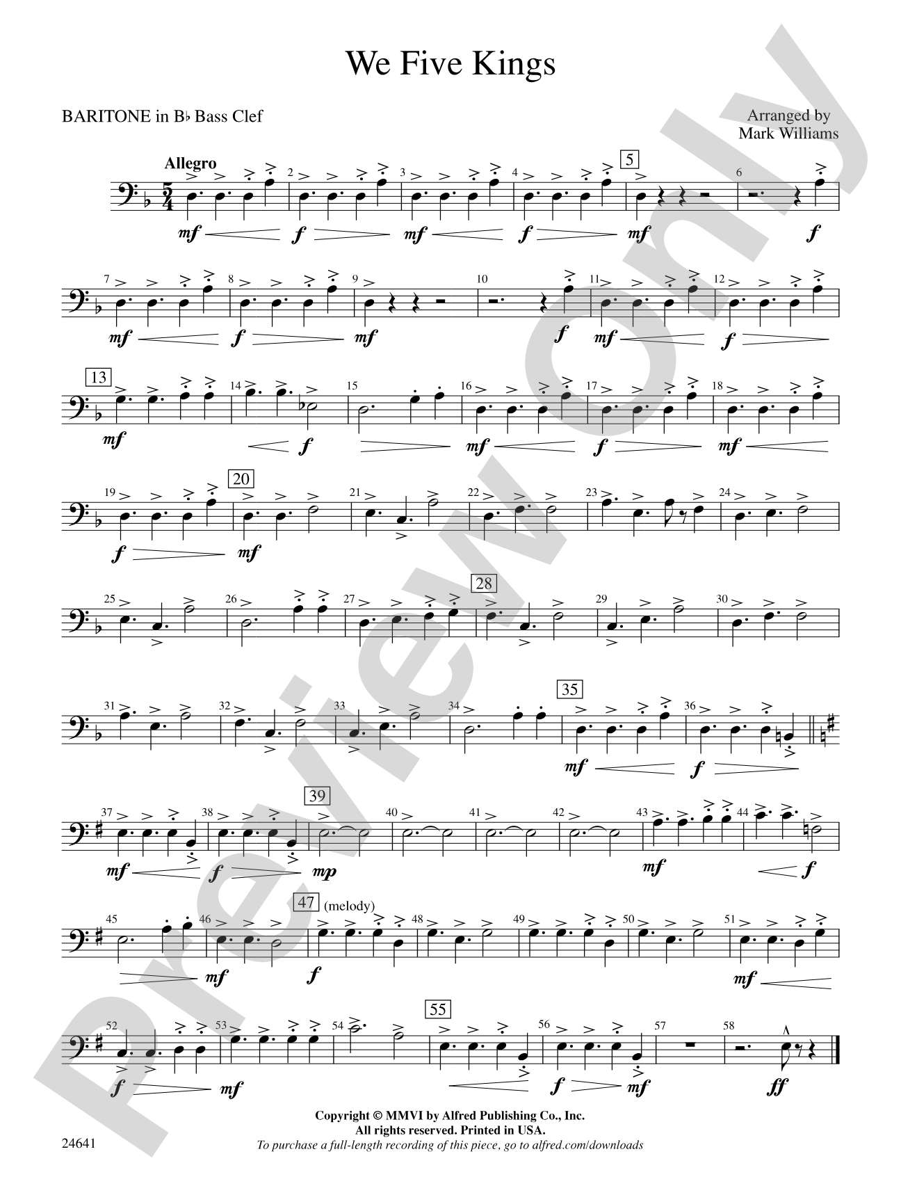 We Five Kings: (wp) B-flat Baritone B.C.