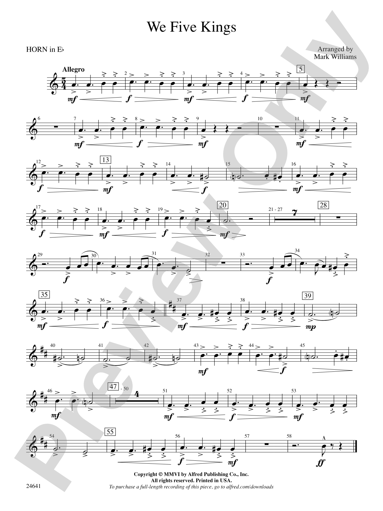 We Five Kings: (wp) 1st Horn in E-flat