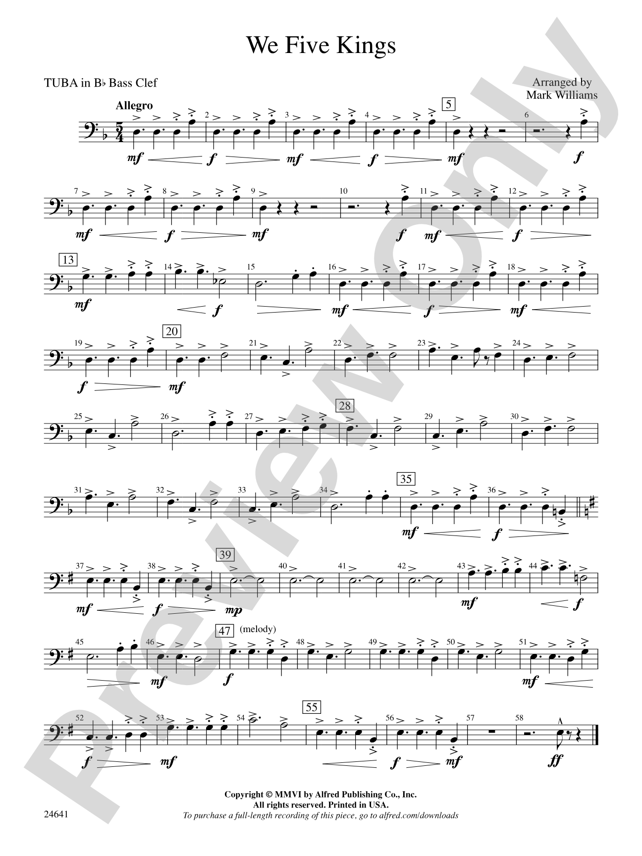 We Five Kings: (wp) B-flat Tuba B.C.