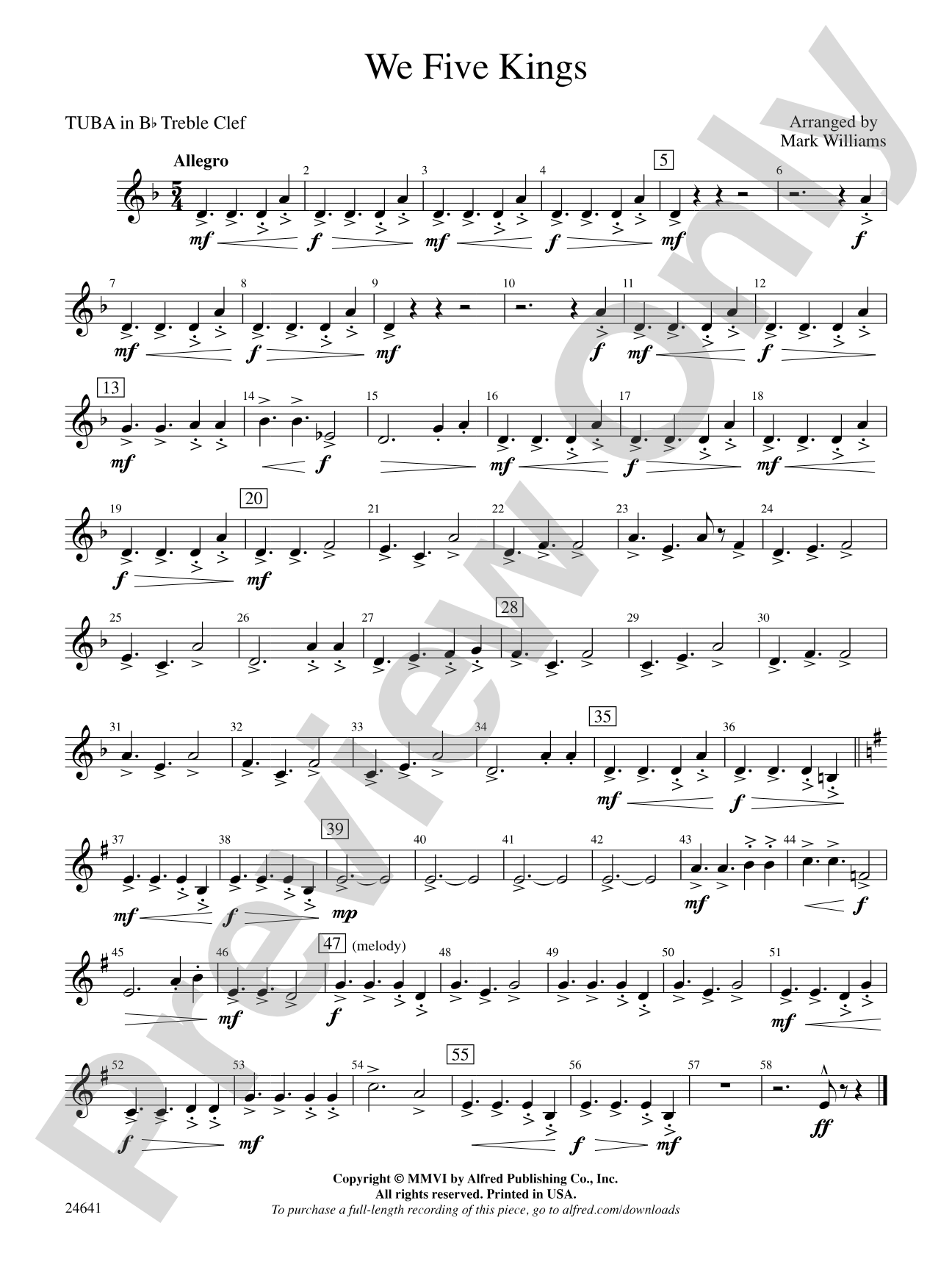 We Five Kings: (wp) B-flat Tuba T.C.