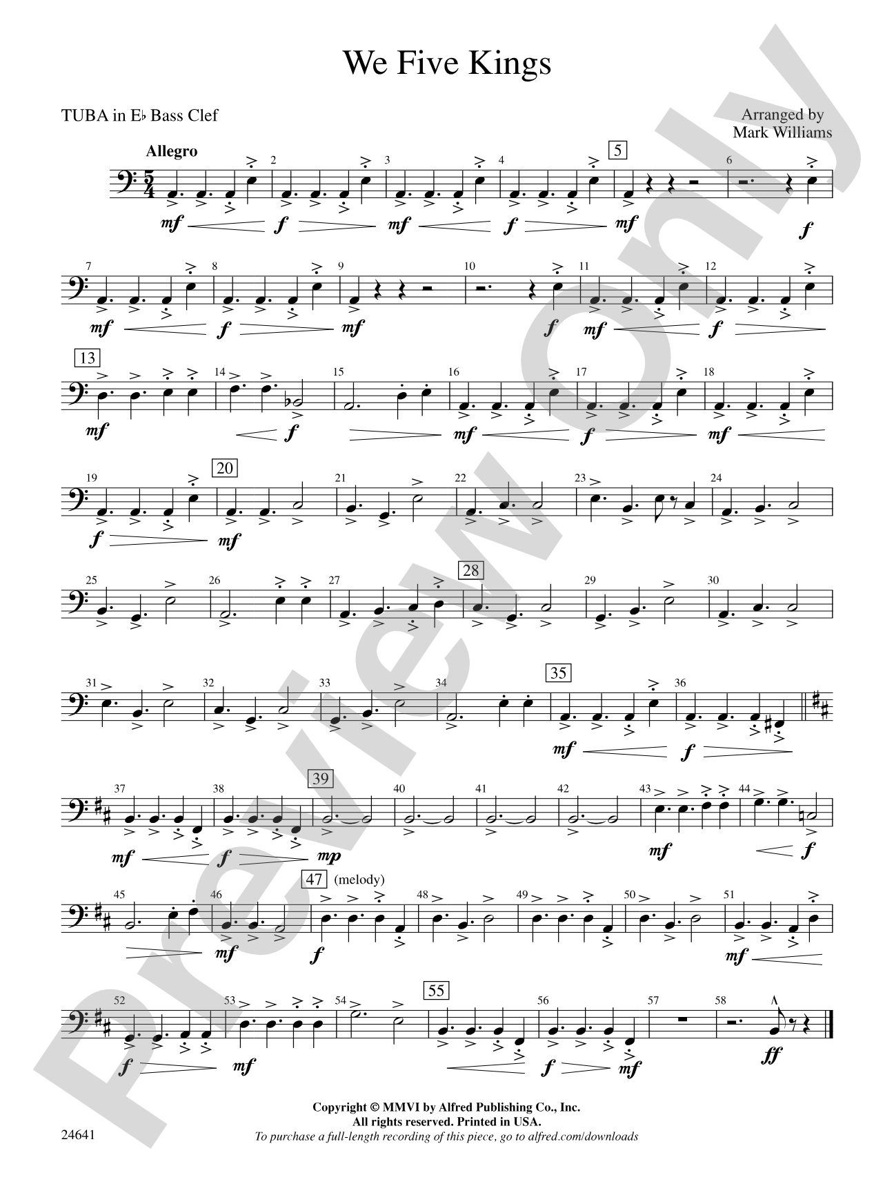 We Five Kings: (wp) E-flat Tuba B.C.