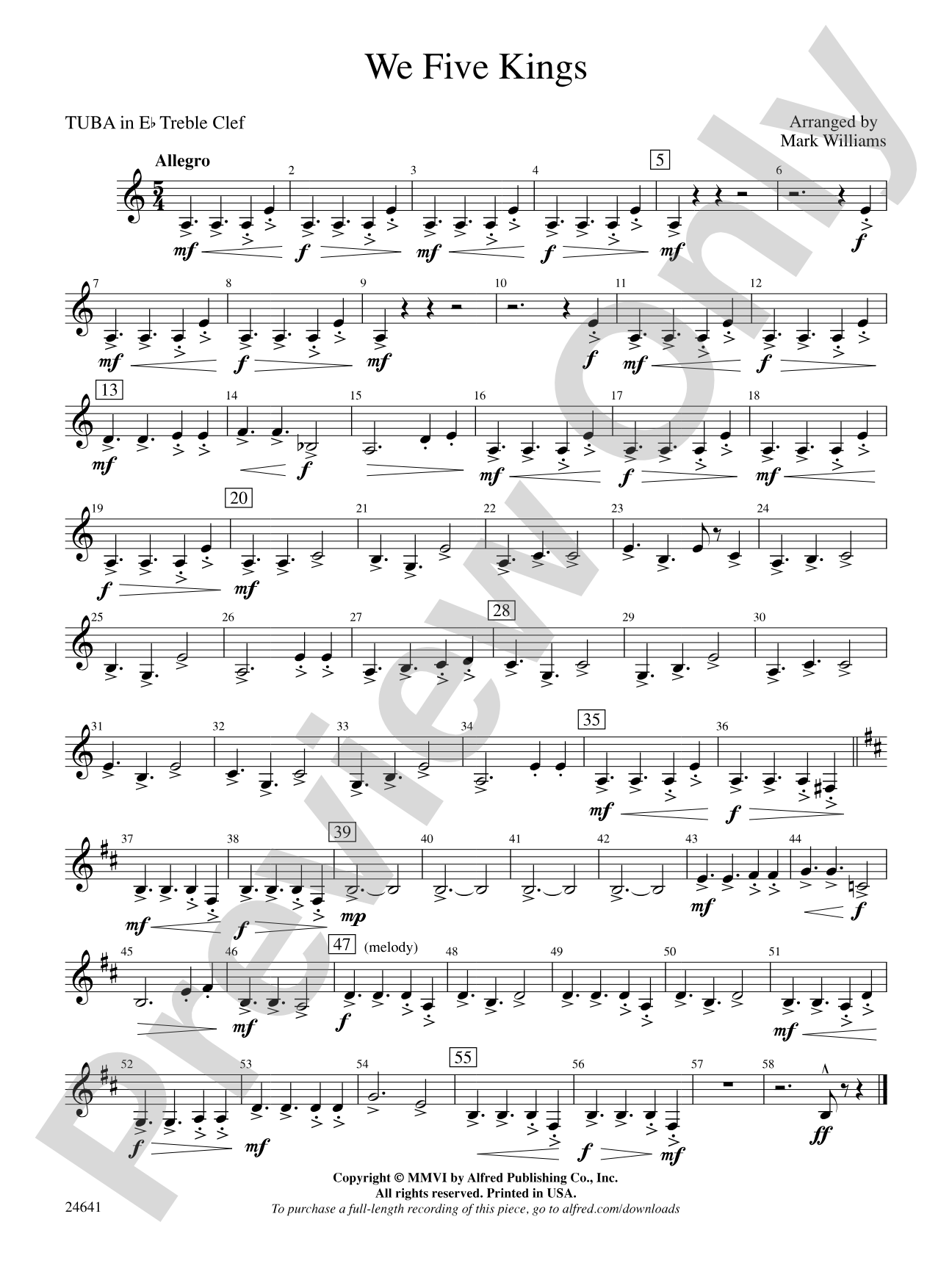 We Five Kings: (wp) E-flat Tuba T.C.