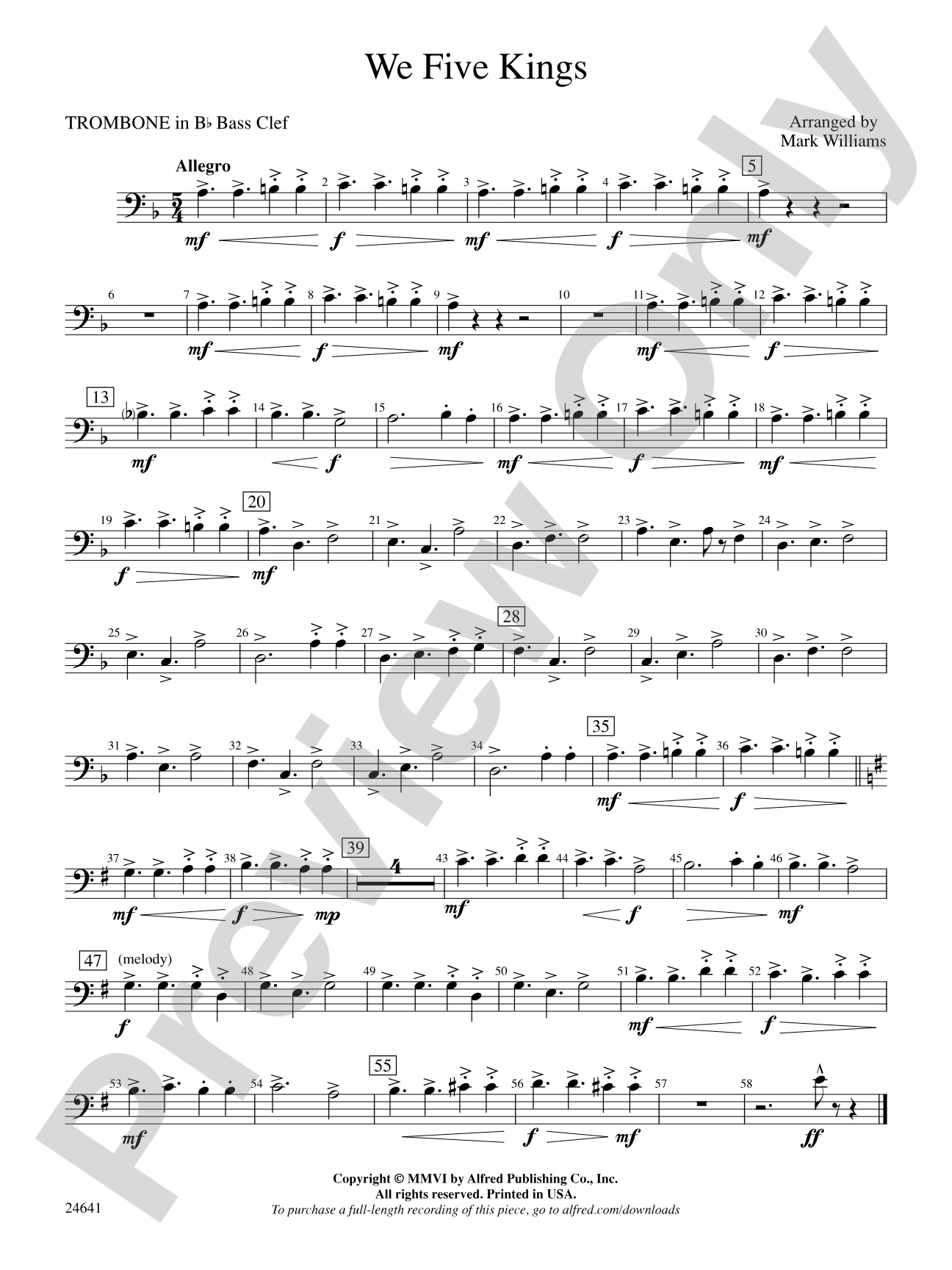 We Five Kings: (wp) 1st B-flat Trombone B.C.