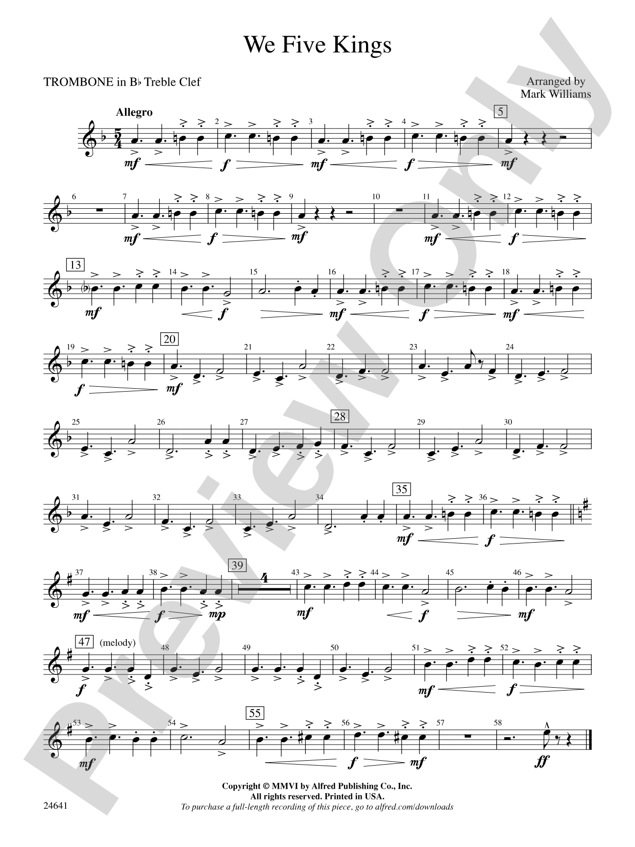 We Five Kings: (wp) 1st B-flat Trombone T.C.