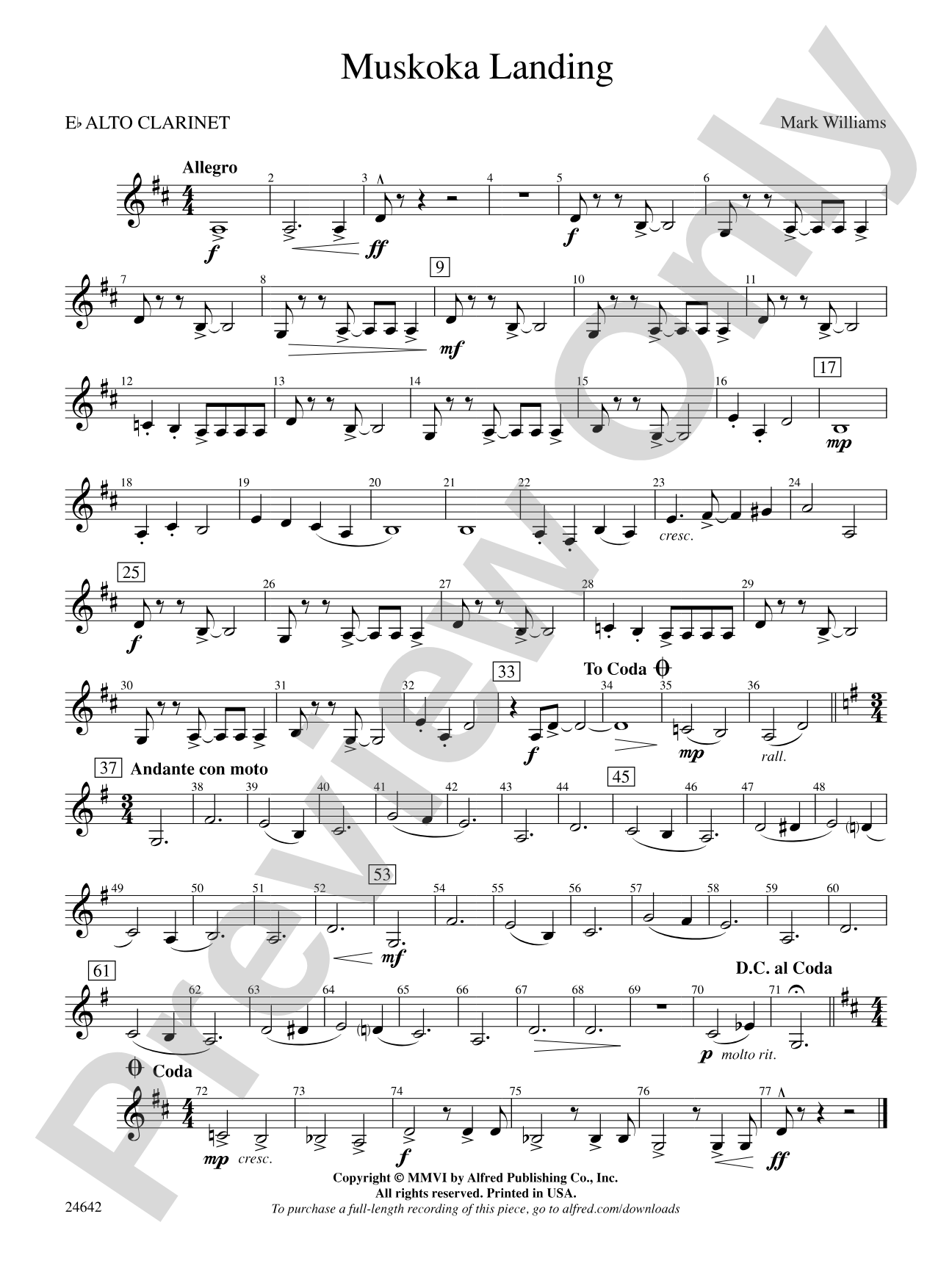 Muskoka Landing: E-flat Alto Clarinet