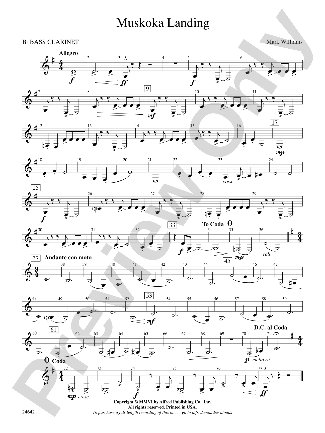 Muskoka Landing: B-flat Bass Clarinet