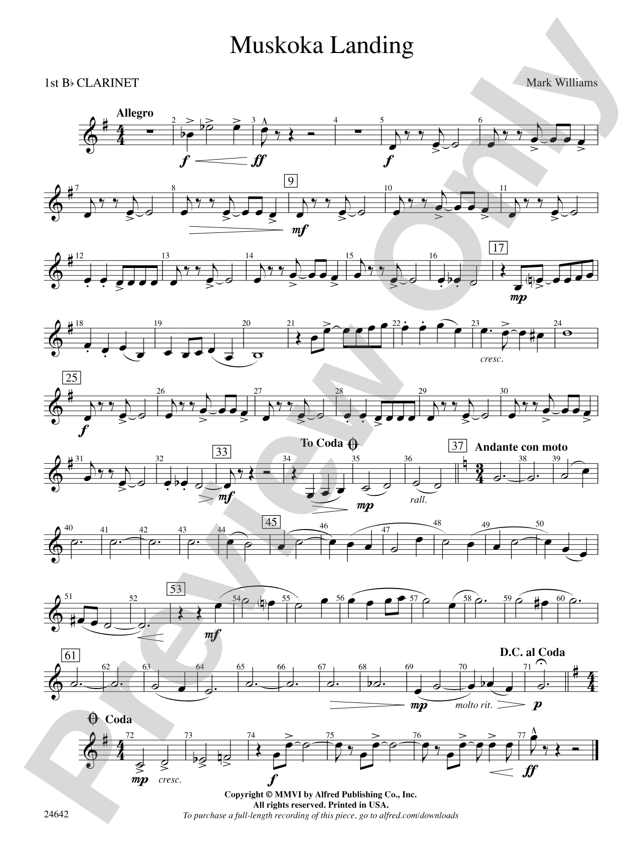 Muskoka Landing: 1st B-flat Clarinet