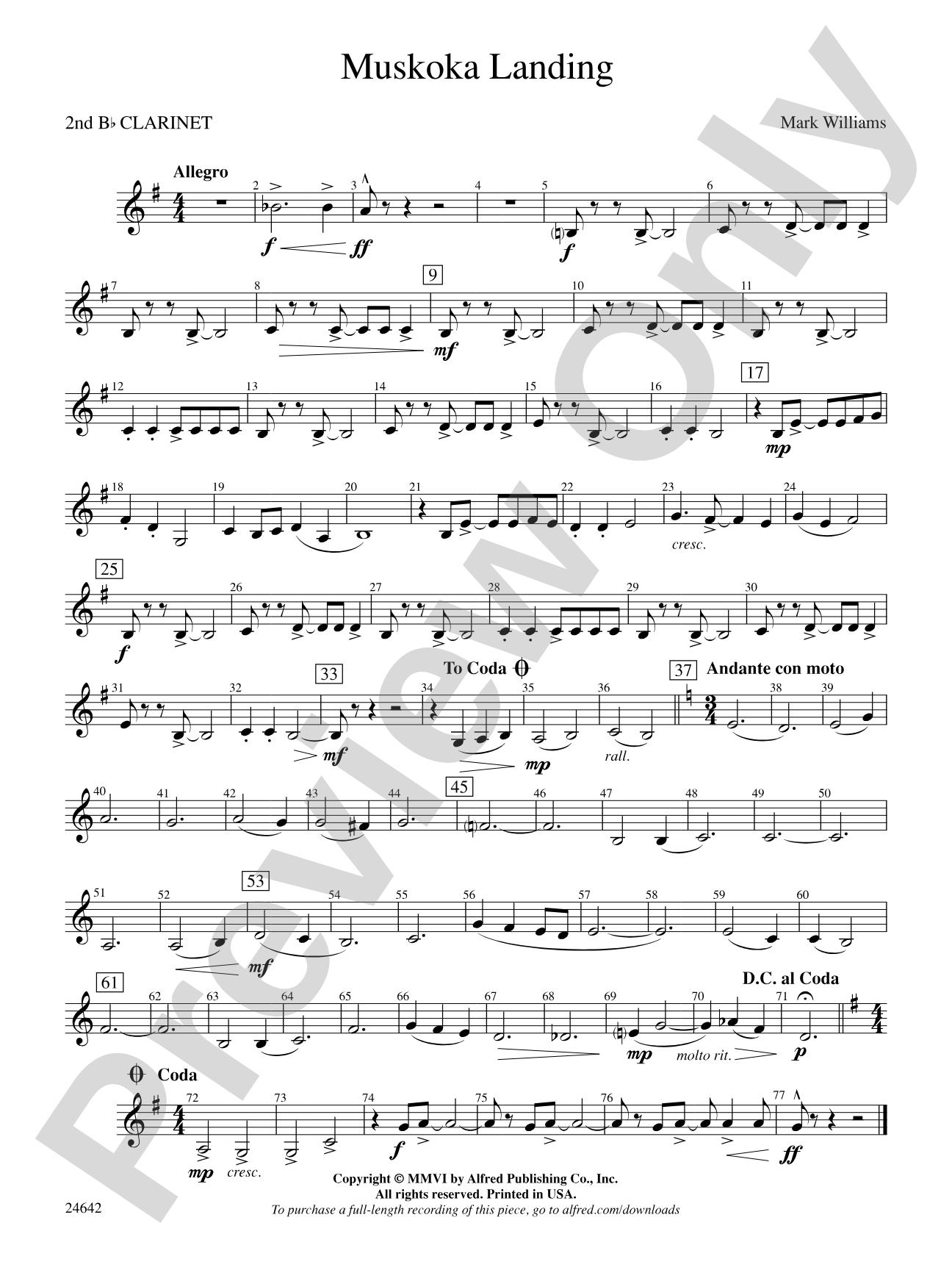 Muskoka Landing: 2nd B-flat Clarinet