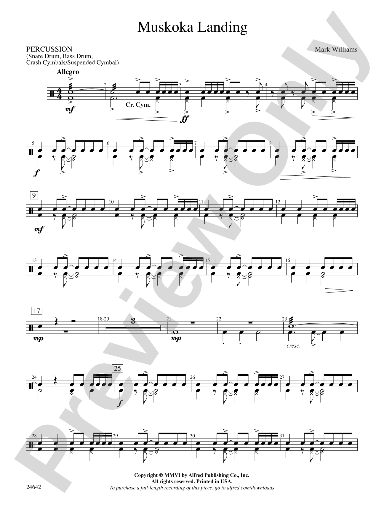 Muskoka Landing: 1st Percussion