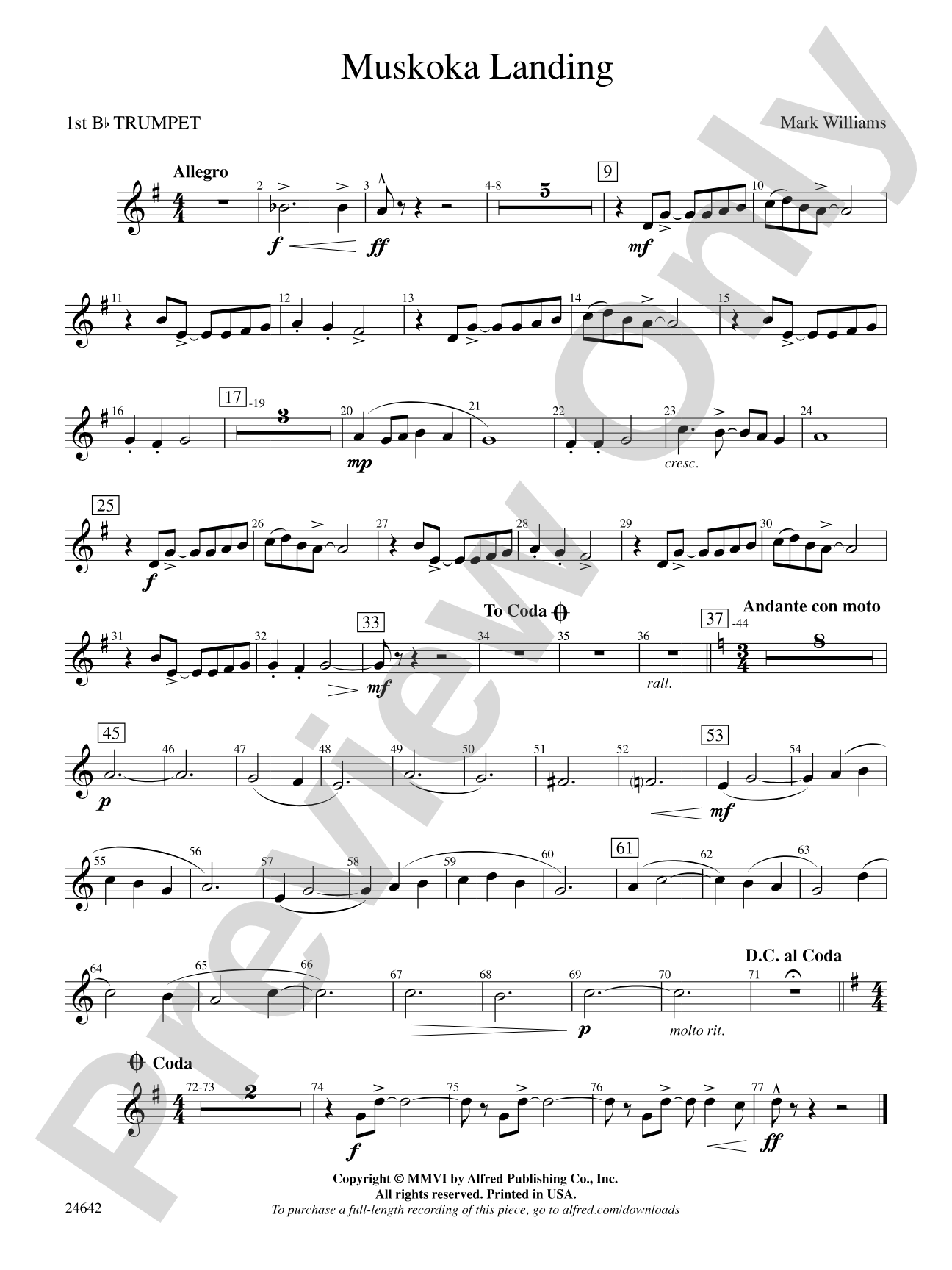 Muskoka Landing: 1st B-flat Trumpet