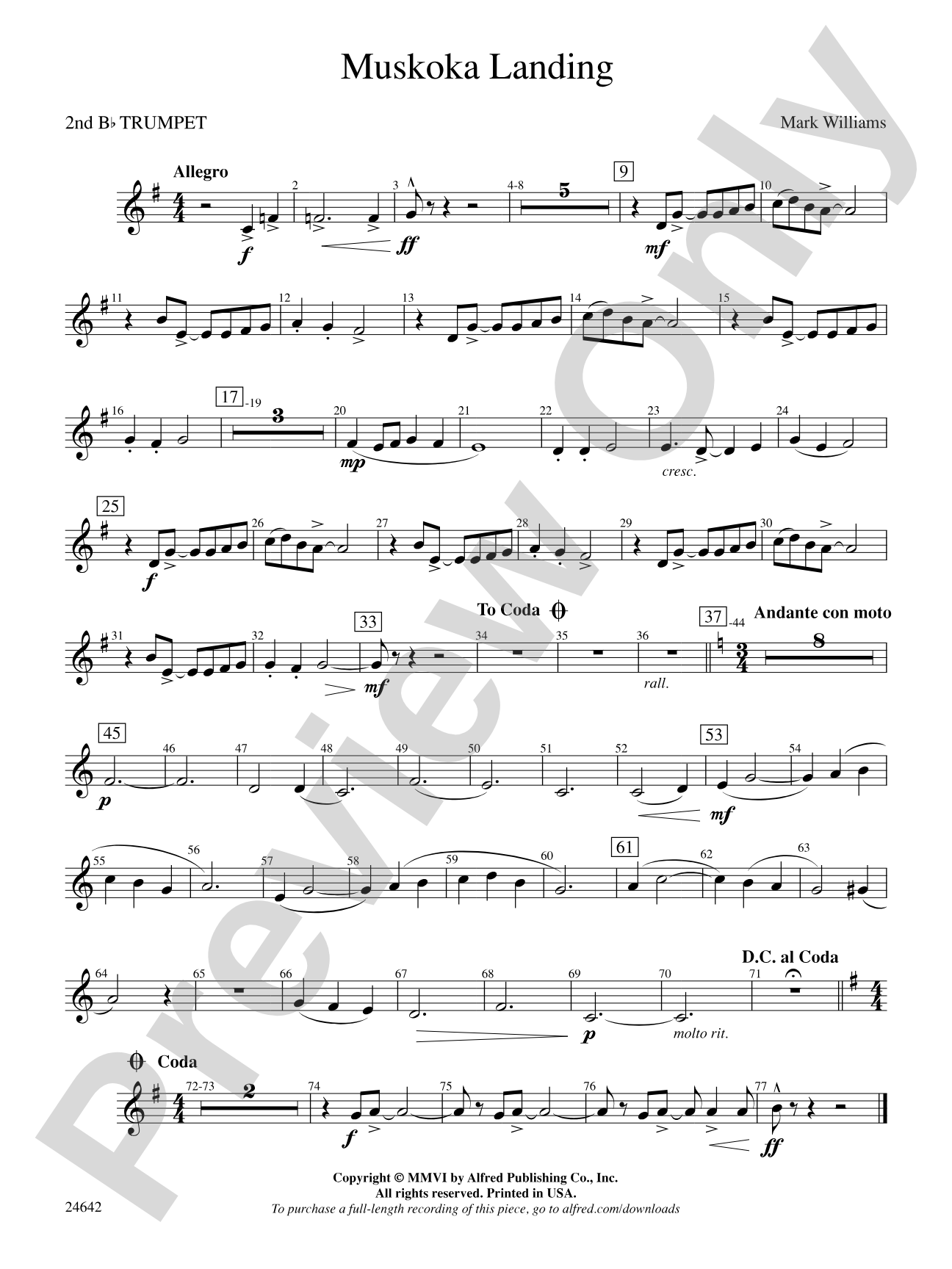 Muskoka Landing: 2nd B-flat Trumpet