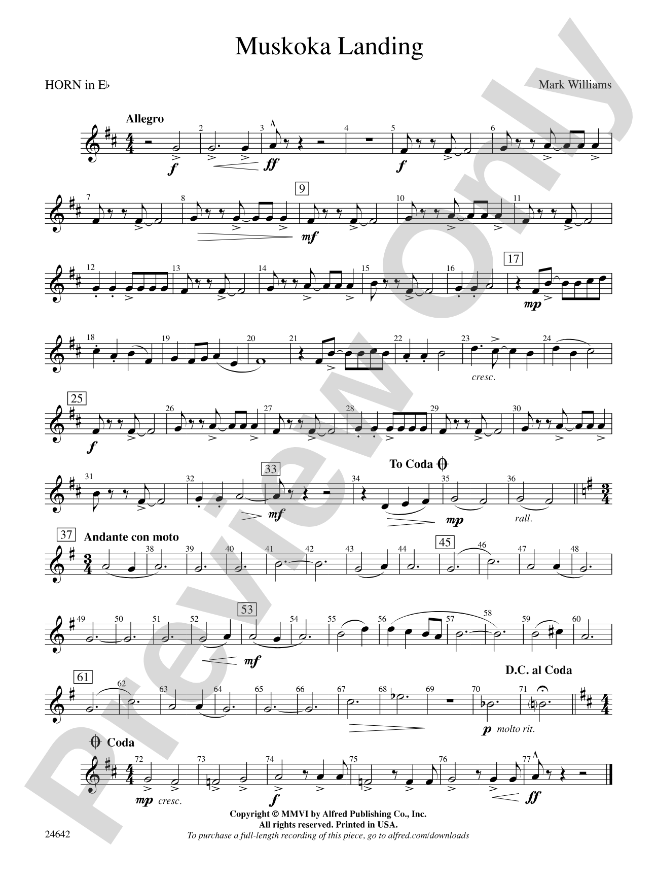 Muskoka Landing: (wp) 1st Horn in E-flat