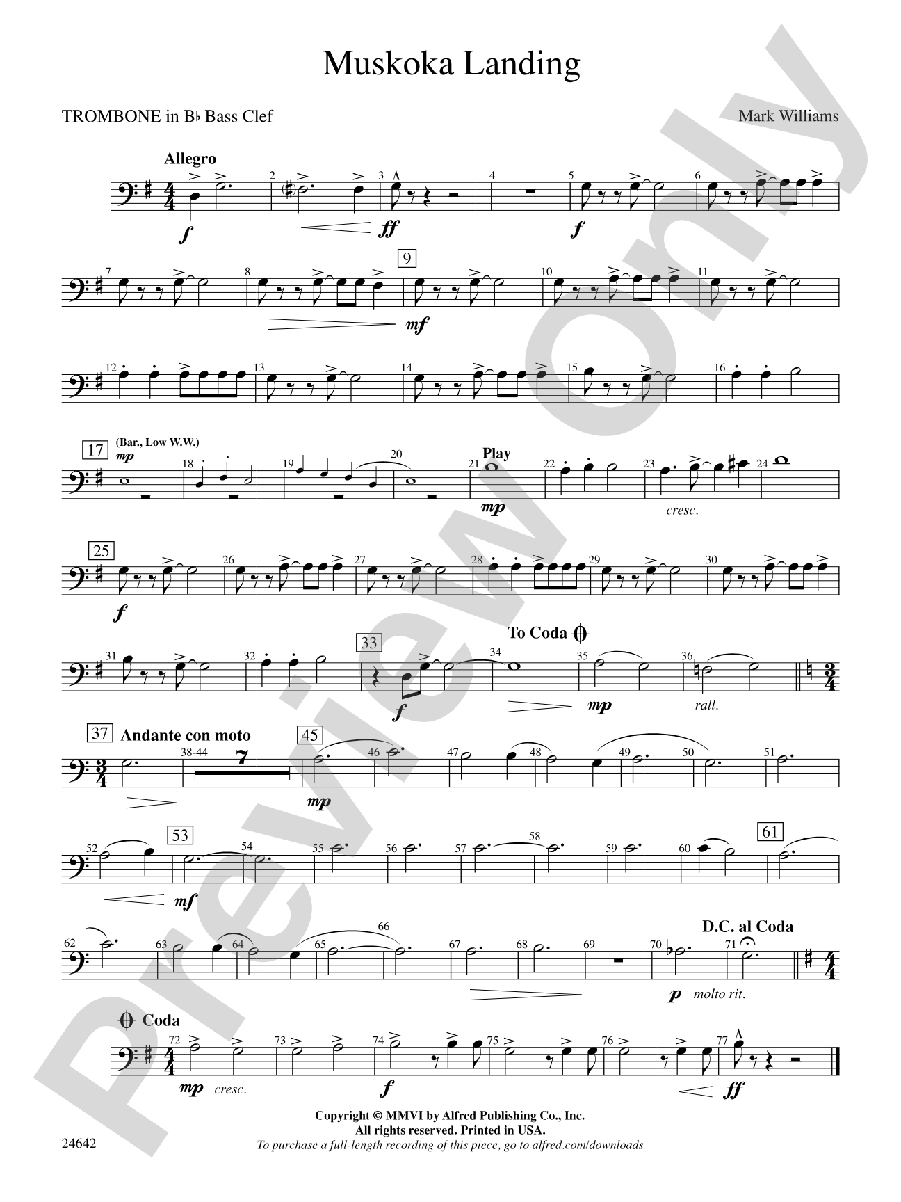 Muskoka Landing: (wp) 1st B-flat Trombone B.C.